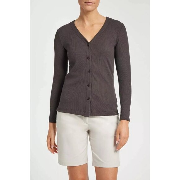 Anatomie Espresso Brown Danielle Button-Up Cardigan Ribbed Size XS - Picture 1 of 7